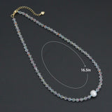 Clear Crystal Faceted Bead Station Choker with Freshwater Pearl, sku#EF848