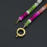 New color!! Natural rainbow Jade Beaded Necklace Necklace,Sku#EF850
