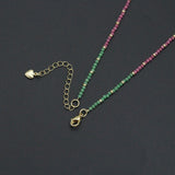Berry Pink Green CZ Beaded Necklace & Bracelet, Sku#EF853