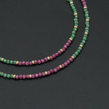Berry Pink Green CZ Beaded Necklace & Bracelet, Sku#EF853