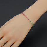 Berry Pink Green CZ Beaded Necklace & Bracelet, Sku#EF853