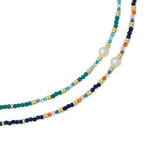Navy Tearl Gemstone Beads Necklace,Sku#EF856