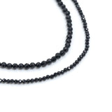 Faceted Black Spinel 2mm/3mm Beaded Necklace,Sku#EF857