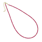 Pink Ruby Beaded Necklace with gold Accent, sku#EF869