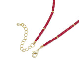 Pink Ruby Beaded Necklace with gold Accent, sku#EF869