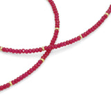 Pink Ruby Beaded Necklace with gold Accent, sku#EF869
