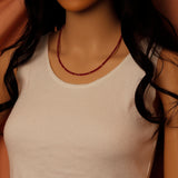 Pink Ruby Beaded Necklace with gold Accent, sku#EF869