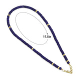 Lapis Beaded Necklace with gold accent, sku#EF870