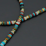 Boho MuNatural Stone Heishi Bead Necklace, Sku#EF877