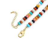 Multicolor Mixed Gemstone Rondelle Beaded Necklace, Sku#EF878