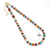 Multicolor Mixed Gemstone Rondelle Beaded Necklace, Sku#EF878