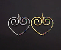 Colorful CZ Curved Heart Pendant,Sku#F1121C