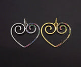 Colorful CZ Curved Heart Pendant,Sku#F1121C