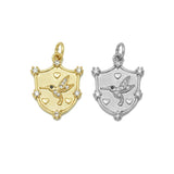 CZ Bird On Gold Shield Charm, Sku#F1495