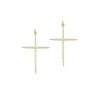 Gold Clear CZ Cross Pendant charm, Sku#F388