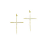 Gold Clear CZ Cross Pendant charm, Sku#F388
