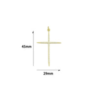 Gold Clear CZ Cross Pendant charm, Sku#F388