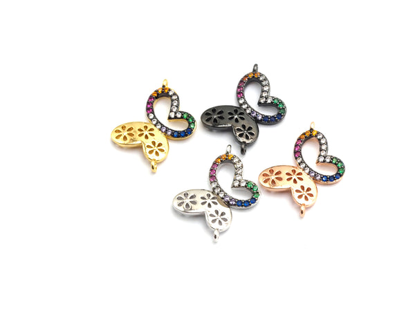 CUTE Colorful CZ Micro Pave Butterfly Connector for Bracelet/Necklace, Link Connector, Spacer Connector, 12x15mm,sku#E421