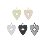 CZ Micro Pave Heart Pendant/Focal with Hollow out Star, Cubic Zirconia Large Heart Pendant Charm,48x33mm,sku#F519