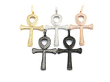 CZ Micro Pave Ankh Cross Pendant,Cubic Zirconia Paved Charm, Necklace Bracelet Charm Pendant, 33x52mm,sku#F695