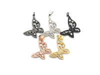 CZ Micro Pave Butterfly Shape Pendant with Baguette CZ cluster, Gold/Silver/Black/Rose Gold Plated Jewelry,29x31mm,sku#F699