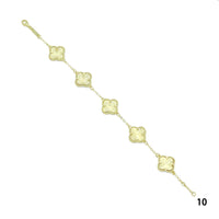 White Black  Enamel Flower Link  Bracelet, Sku#FH225