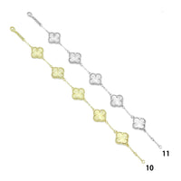 White Black  Enamel Flower Link  Bracelet, Sku#FH225