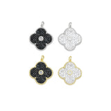 White Black Flower Charm Pendant, Sku#FH234