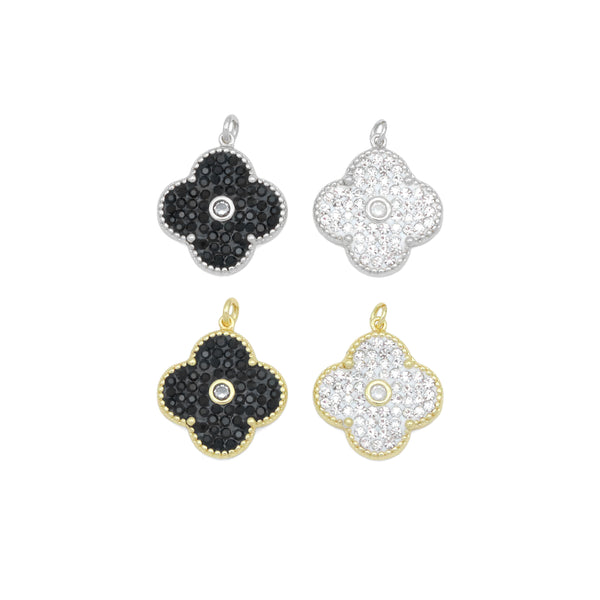 White Black Flower Charm Pendant, Sku#FH234