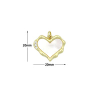 Clear CZ Mother of  Pearl Gold Heart Charm Pendant, Sku#FH244