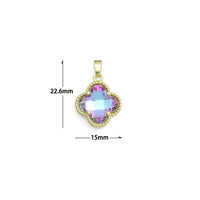 Colorful Cyrstal Gold Flower Charm Pendant,Sku#FH245