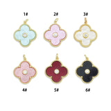 Colorful Mother of Pearl Flower Pendant Charm, Sku#FH246