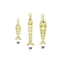 3D Vintage Style Movable Wiggling Fish charm, Sku#FH248