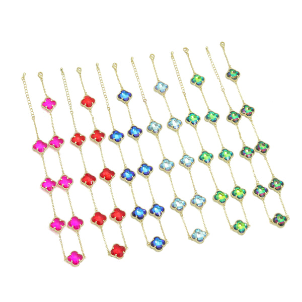 Crystal flower Chain Necklace, Sku#FH253