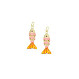 Pink Enamel Gold Fish charm,  Goldfish charm, Sku#FH259