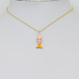 Pink Enamel Gold Fish charm,  Goldfish charm, Sku#FH259