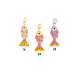 Pink Enamel Gold Fish charm,  Goldfish charm, Sku#FH259