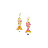 Pink Enamel Gold Fish charm,  Goldfish charm, Sku#FH259