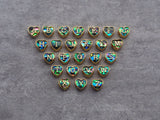 New Trendy Abalone Gold Heart Beads, A-Z 26 Initials Letter Space Beads, Initial Letter Charm, 7x9x10mm,sku#G421