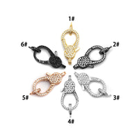 CZ Micro Pave Lobster Claw Clasp, 13x25mm, CZ Pave Clasp, Rose gold/Gold/Silver/Black, sku#H148