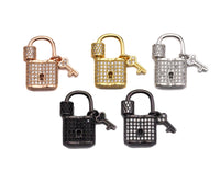 Clear CZ Micro pave Lock Shape Clasp, CZ Pave Lock Screw Clasp, Silver/Black/Rose Gold/Gold Carabiner Clasp, 15x25mm, sku#H221