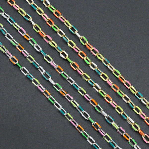 High Quality Colorful enamel Oval Link Chain by foot/Necklace,sku#HX07