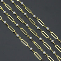 Wholesale Pearl Paperclip chain by Yard, HX22