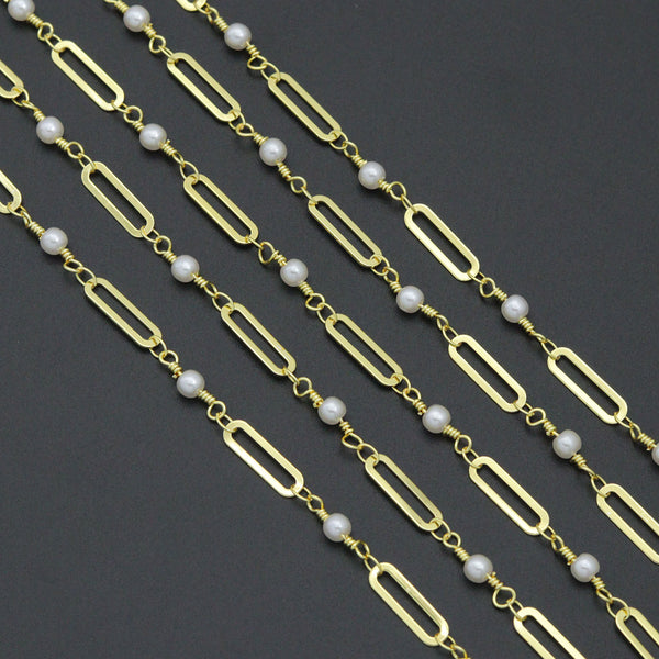 Wholesale Pearl Paperclip chain by Yard, HX22