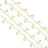 Gold Crystal Dangle Chain by Yard, Bezel Crytal Charm chain, Sku#HX24