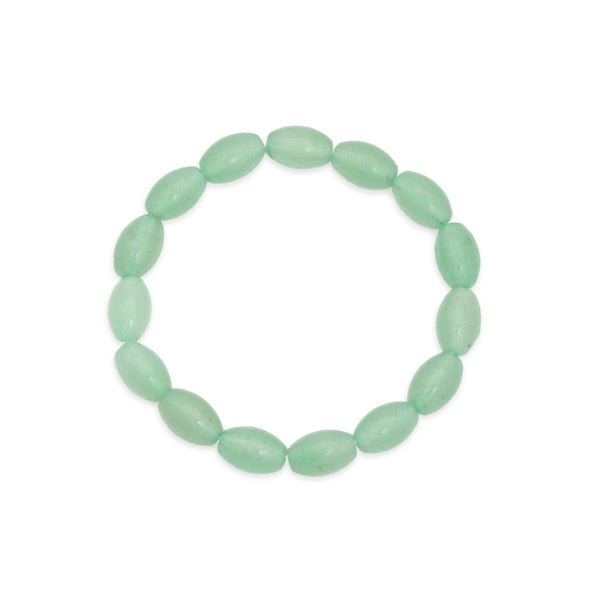 8x12mm Barrel Green Aventruine Strechy Bracelet, Sku#EF703