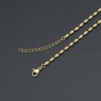 Gold Rice shaple Beads Link Adjustable Necklace, Sku#LD676