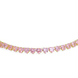 Gold Clear Pink Heart CZ Adjustable Choker Necklace, Sku#A337