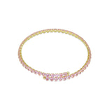 Gold Clear Pink Heart CZ Adjustable Choker Necklace, Sku#A337