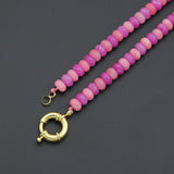 Mixed Pink Roundelle Jade beads necklace with heart, sku#EF809